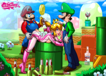 Animated Luigi Mario Princess_Peach Super_Mario_Bros Tekuho // 718x521 // 936.1KB // gif