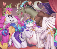 Discord My_Little_Pony_Friendship_Is_Magic Princess_Celestia Rarity Spike_(MLP) nauthleroy // 4000x3500 // 4.4MB // jpg