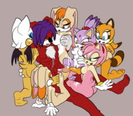Adventures_of_Sonic_the_Hedgehog Amy_Rose Blaze_The_Cat Cream_the_Rabbit Marine_the_Raccoon Rouge_The_Bat TheOtherHalf Vanilla_the_Rabbit // 965x840 // 394.5KB // png