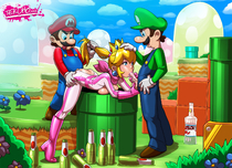 Luigi Mario Princess_Peach Super_Mario_Bros Tekuho // 1598x1157 // 828.1KB // jpg