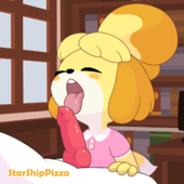 Animal_Crossing Animated Isabelle StarShipPizza // 1200x1200 // 4.6MB // gif