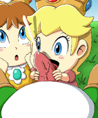 Baby_Daisy Baby_Peach Princess_Daisy Princess_Peach SL350 Super_Mario_Bros // 500x600 // 41.8KB // png