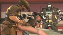 3D Animated Ashe_(Overwatch) Bob Mccree Orgazmonite Overwatch Source_Filmmaker // 1280x720 // 4.0MB // webm