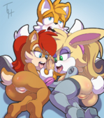 Adventures_of_Sonic_the_Hedgehog Bunnie_Rabbot Sally_Acorn Tails TheOtherHalf // 938x1067 // 703.8KB // png