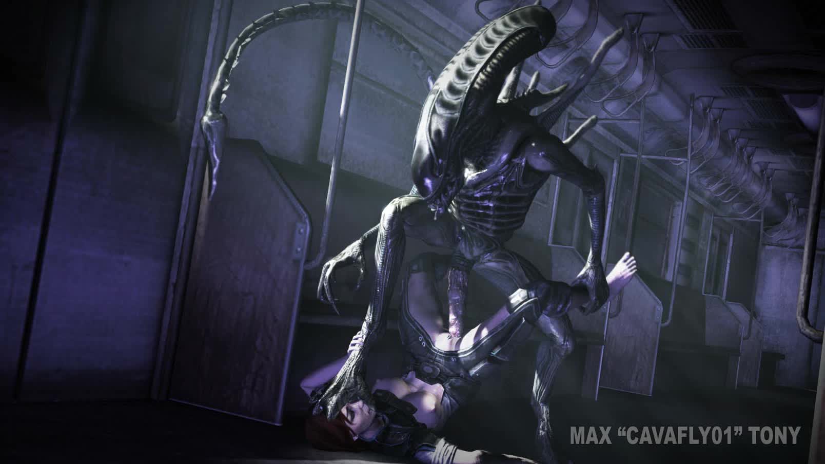 3D Alien_(Series) Animated Cavafly01 Commander_Shepard Crossover Femshep Mass_Effect Sound Xenomorph // 1608x904 // 16.2MB // webm