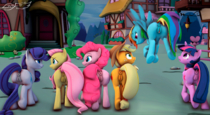 3D Applejack Fluttershy My_Little_Pony_Friendship_Is_Magic Pinkie_Pie Rainbow_Dash Rarity Source_Filmmaker Twilight_Sparkle godoffury // 2013x1100 // 3.4MB // png
