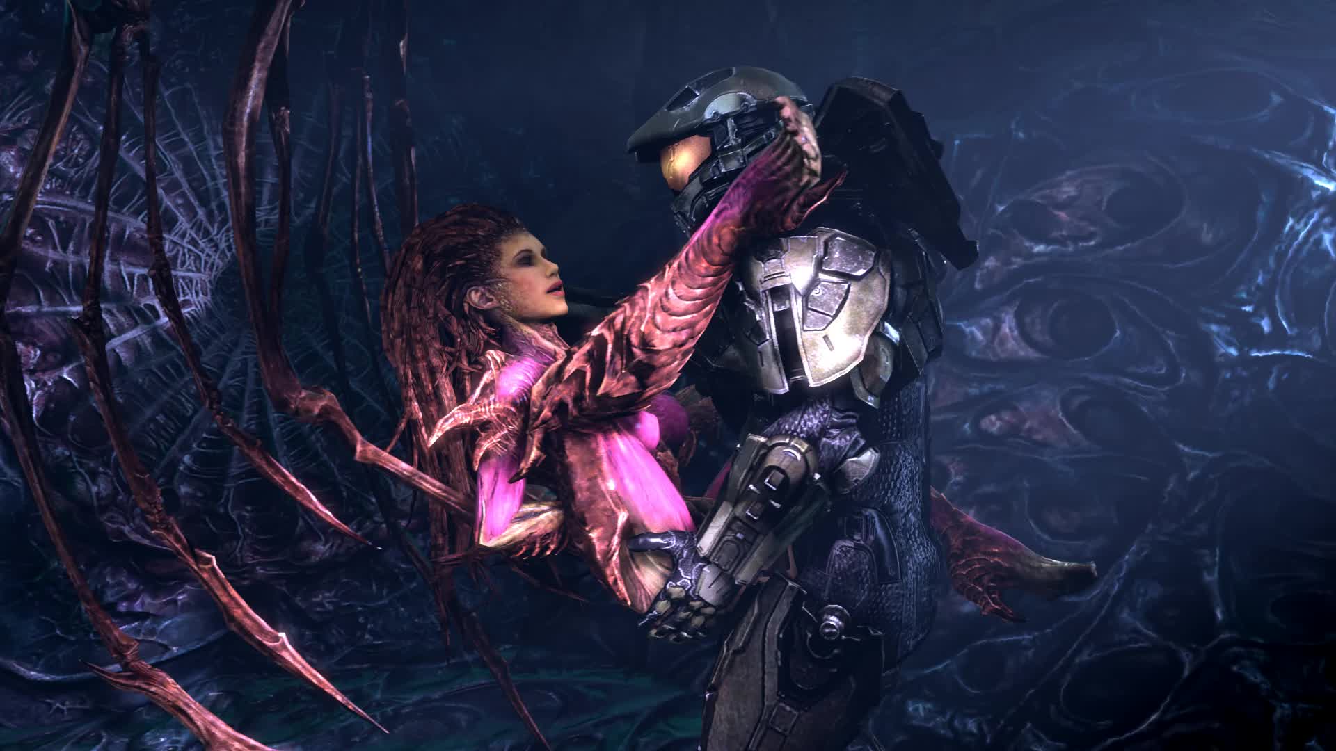 3D Animated Crossover Halo Master_Chief Sarah_Kerrigan Source_Filmmaker Starcraft noname55 // 1920x1080 // 1.5MB // webm