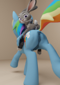3D Blender Crossover Judy_Hopps My_Little_Pony_Friendship_Is_Magic Rainbow_Dash Zootopia cumcomet // 1280x1820 // 2.2MB // png
