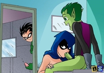 Beast_Boy DC_Comics Drawn-Sex Raven Robin Teen_Titans // 1024x721 // 210.2KB // jpg