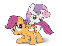 Animated My_Little_Pony_Friendship_Is_Magic Scootaloo Sweetie_Belle // 800x600 // 61.6KB // gif
