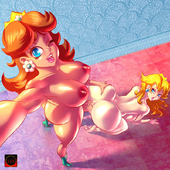 Princess_Daisy Princess_Peach Super_Mario_Bros Supersatanson // 900x900 // 396.0KB // jpg