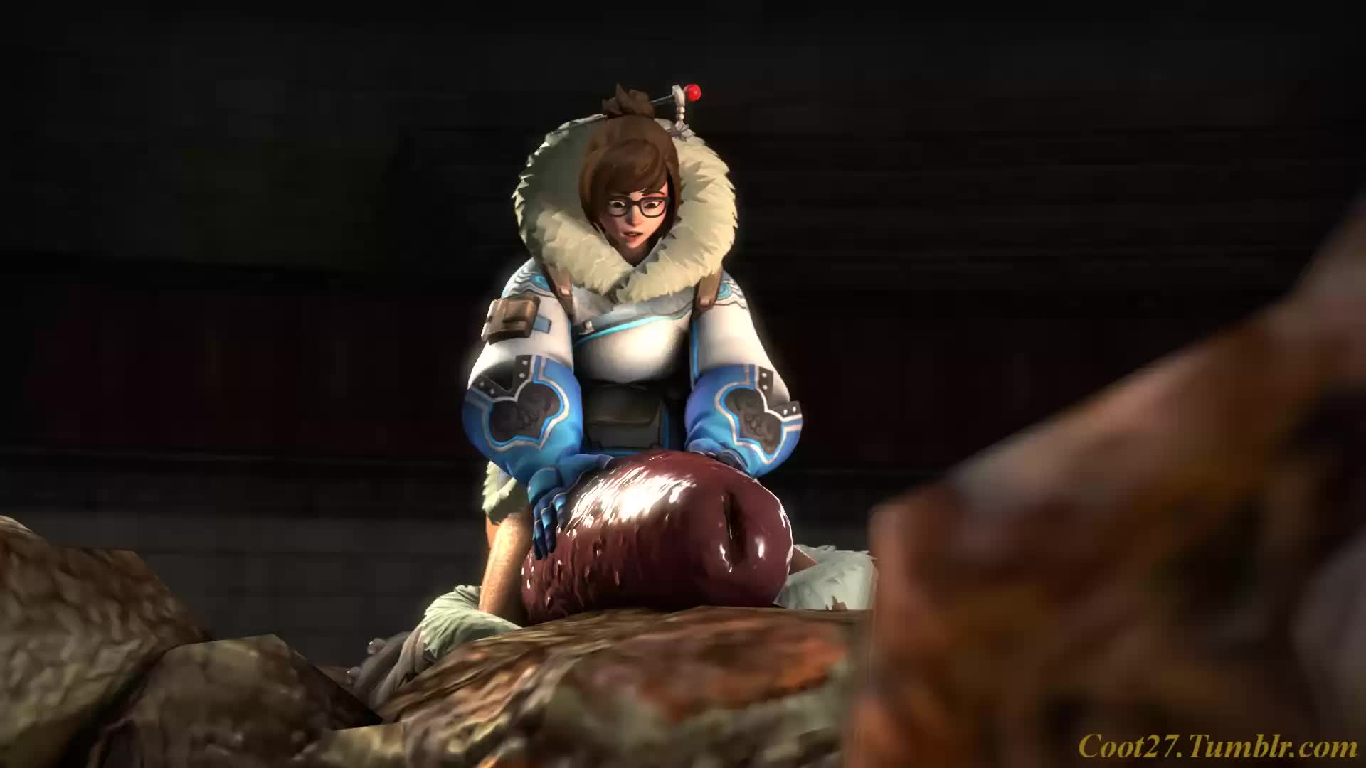 3D Animated Crossover Mei-Ling_Zhou Monster_Hunter Overwatch barroth coot27 // 1920x1080 // 466.1KB // webm