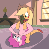 Animated Applejack My_Little_Pony_Friendship_Is_Magic Pinkie_Pie kanashiipanda // 1000x1000 // 4.4MB // gif