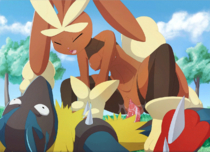 Animated Lopunny_(Pokémon) Lucario_(Pokémon) Pokemon mrploxy // 1290x932 // 4.9MB // gif