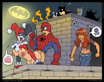 2010 Akabur Batman_(Bruce_Wayne) Crossover DC_Comics Harley_Quinn Marvel_Comics Mary_Jane_Watson Peter_Parker Spider-Man Spider-Man_(Series) // 1000x789 // 335.5KB // jpg