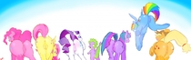Applejack Fluttershy My_Little_Pony_Friendship_Is_Magic Pinkie_Pie Rainbow_Dash Rarity Spike_(MLP) Twilight_Sparkle // 1280x404 // 92.4KB // png