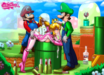 Animated Luigi Mario Princess_Peach Super_Mario_Bros Tekuho // 718x521 // 945.7KB // gif