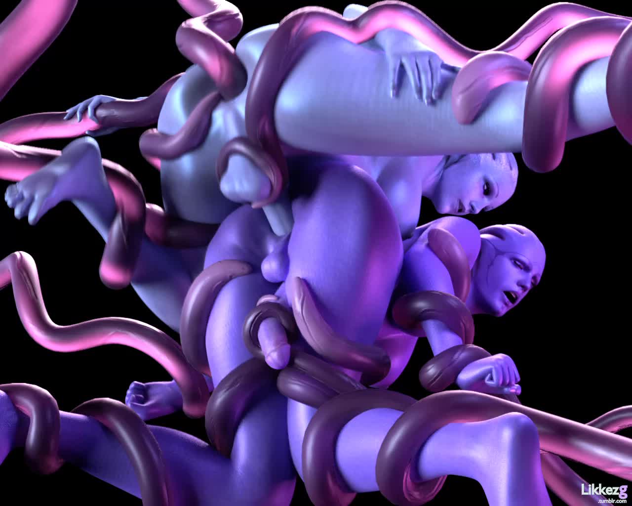 3D Animated Aria_T'Loak Asari Blender Liara_T'Soni Mass_Effect Sound Tentacle likkezg tentacles // 1280x1024 // 10.9MB // webm
