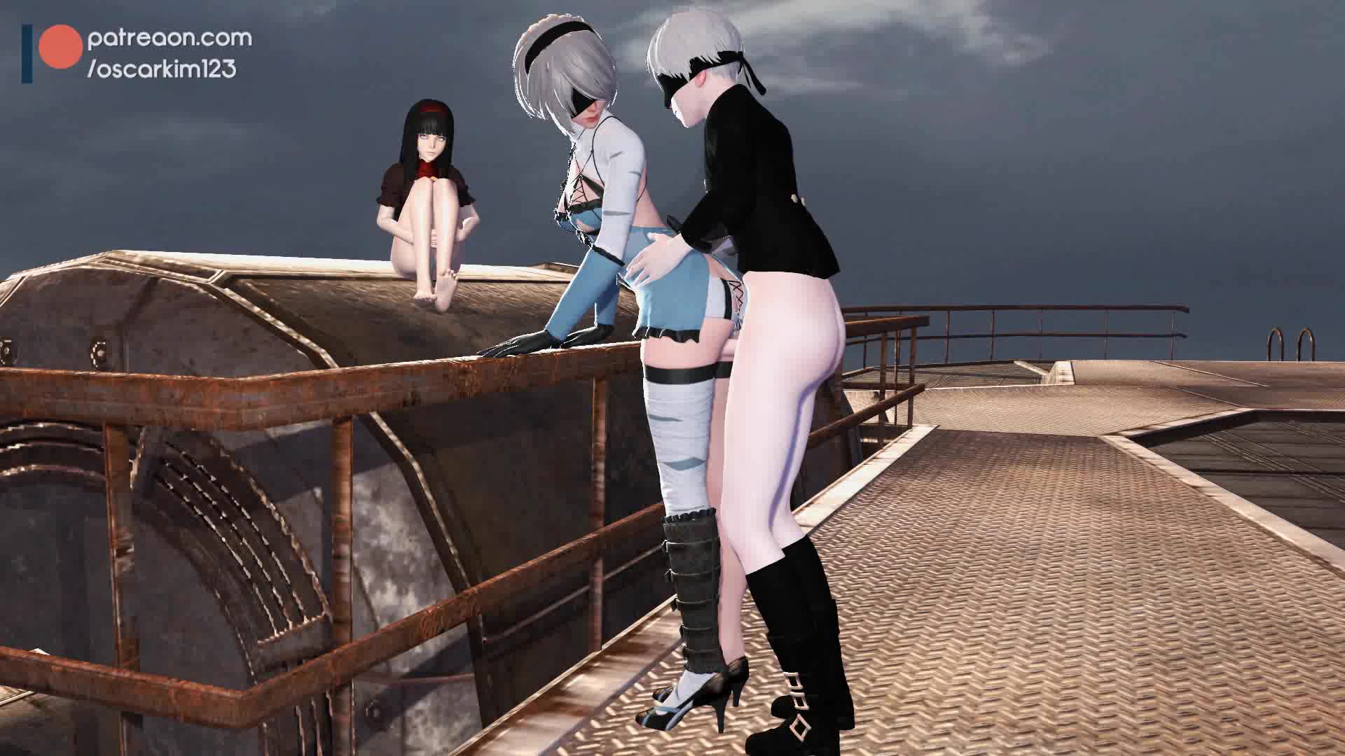 3D Android_2B Android_9S Animated Nier Nier_Automata Source_Filmmaker oscarkim123 // 1920x1080 // 5.5MB // webm