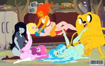 Adventure_Time Denise Finn_the_Human Flame_Princess Jake_the_Dog Marceline_the_Vampire_Queen Princess_Bubblegum Water_Nymph whycantifindaname // 1700x1069 // 942.2KB // jpg