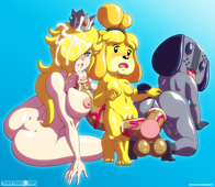 Animal_Crossing Crossover Isabelle Nintendo_Switch Princess_Peach Sakusakupanic Super_Mario_Bros // 2000x1731 // 437.3KB // jpg